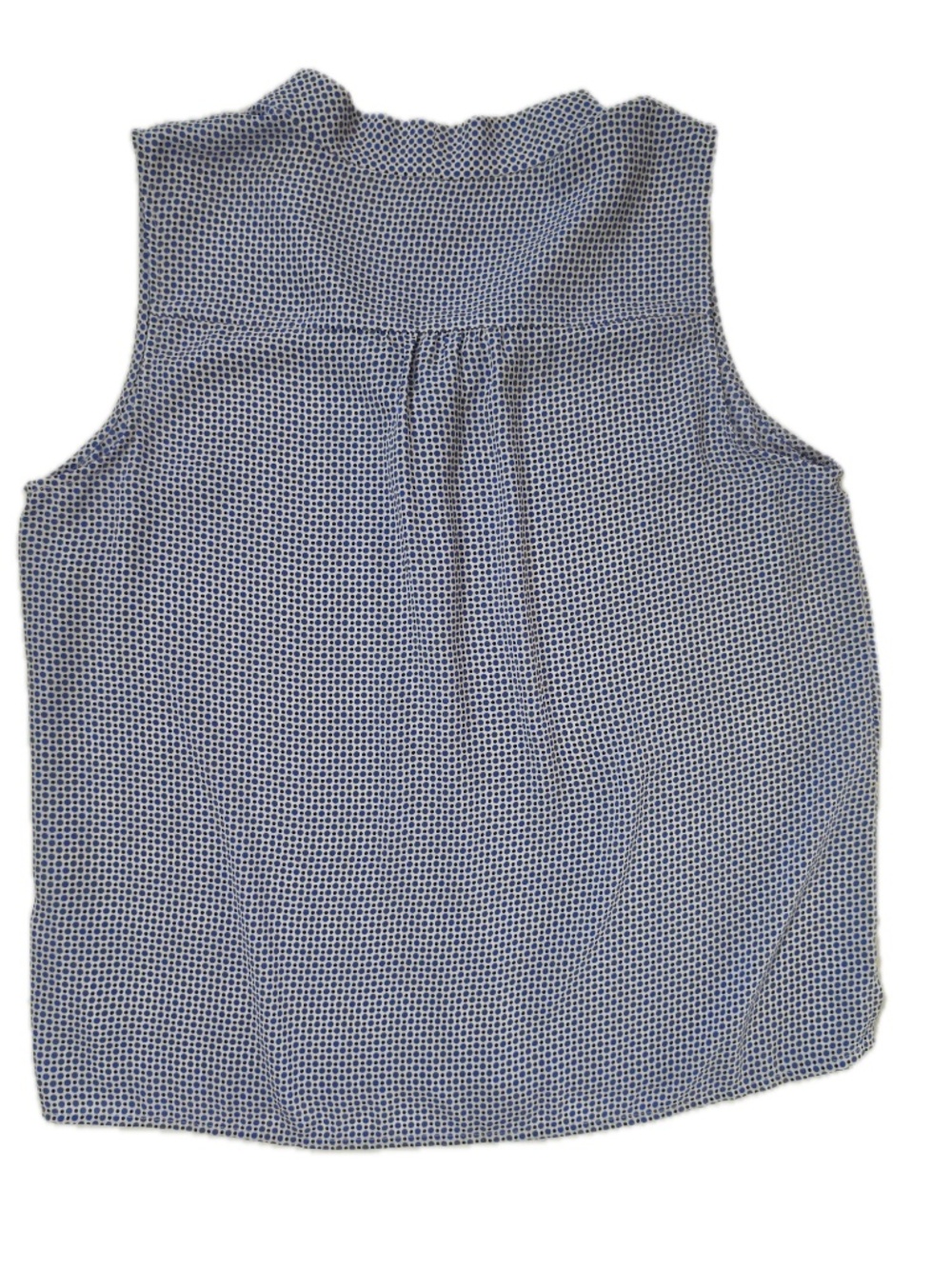 Talbots Blouse Womens XL Blue Polka Dot V-Neck Sleeveless Polyester Bow Pleated - Picture 2 of 5